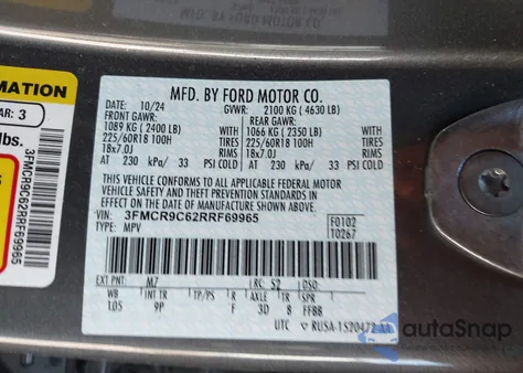 2024 Ford Bronco Sport Outer Banks из США, поврежденный, VIN 3FMCR9C62RRF69965